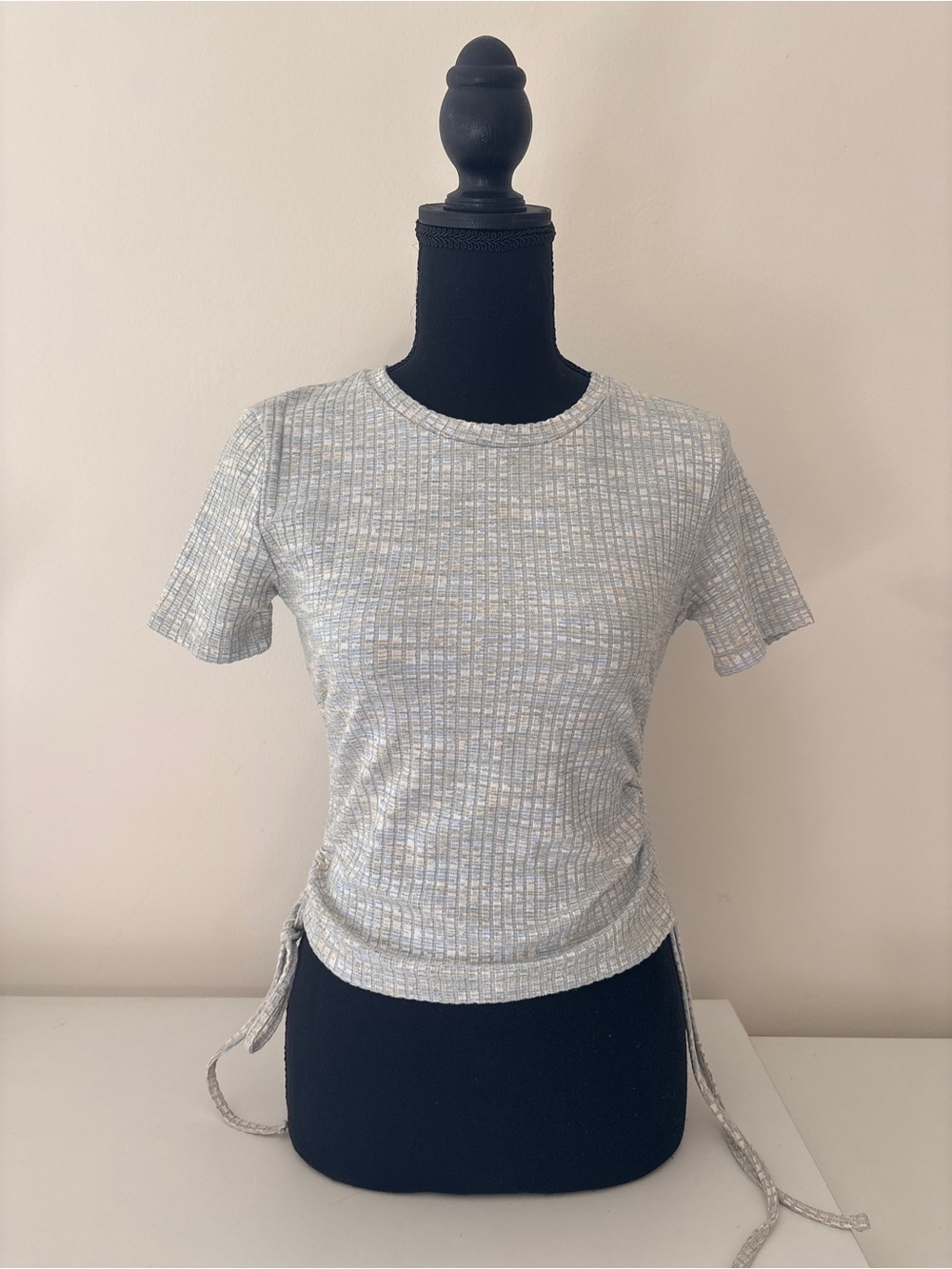 Afra Saracoglu x Koton Light Green/Blue Ruched Tee Size S